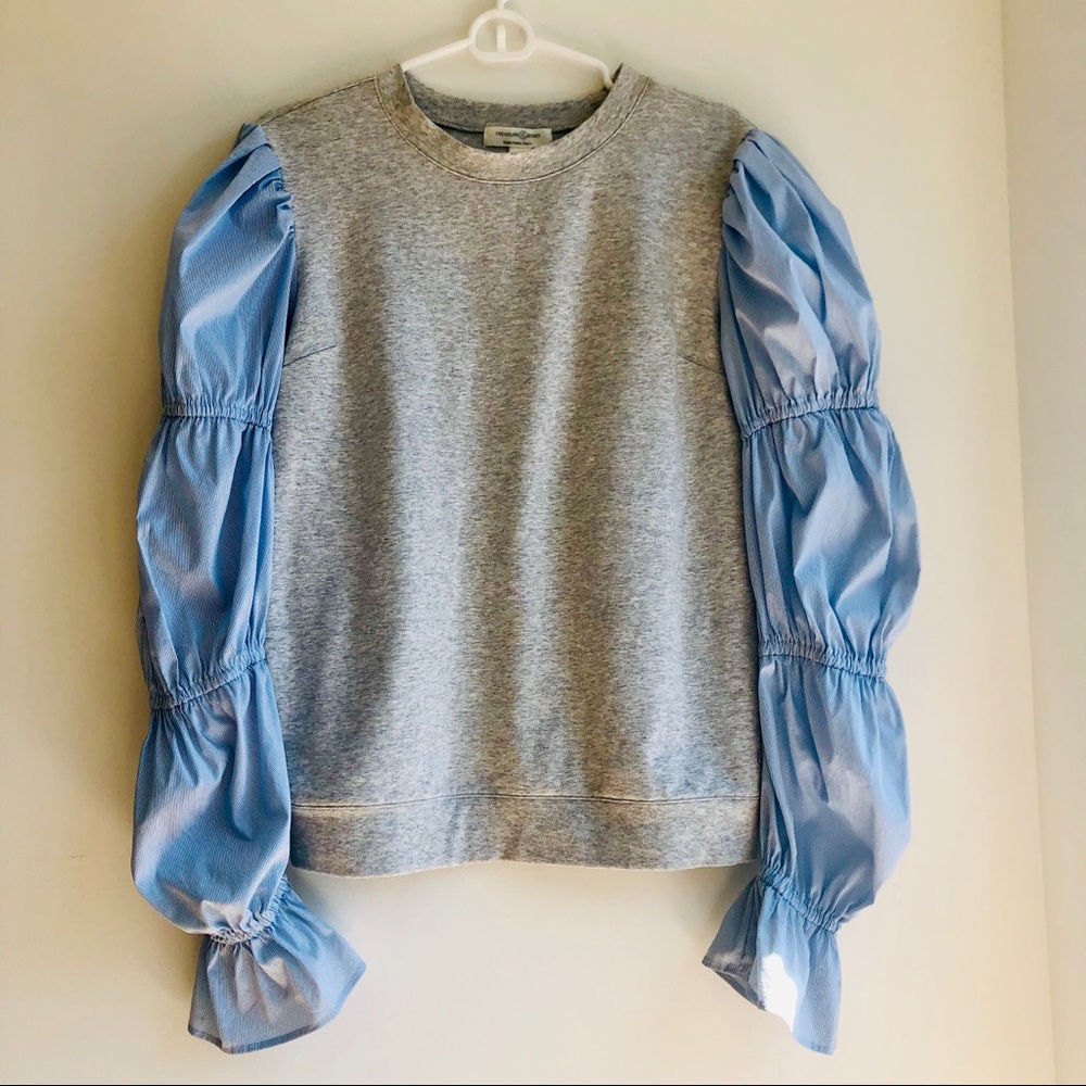 Something Navy Jersey top with poplin sleeve